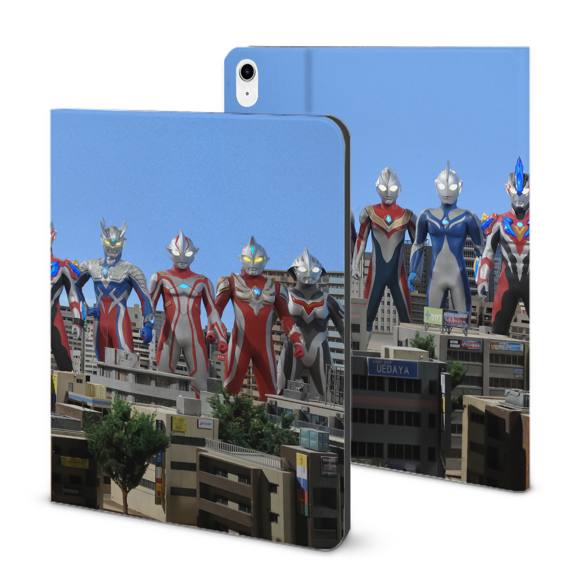 （画像用） ウルトラマン Ultraman IPad ケース ブック型 PUレザー TPU 耐衝撃 軽量 薄型 ペン収納なし 全面保護 IPad 各モデル対応